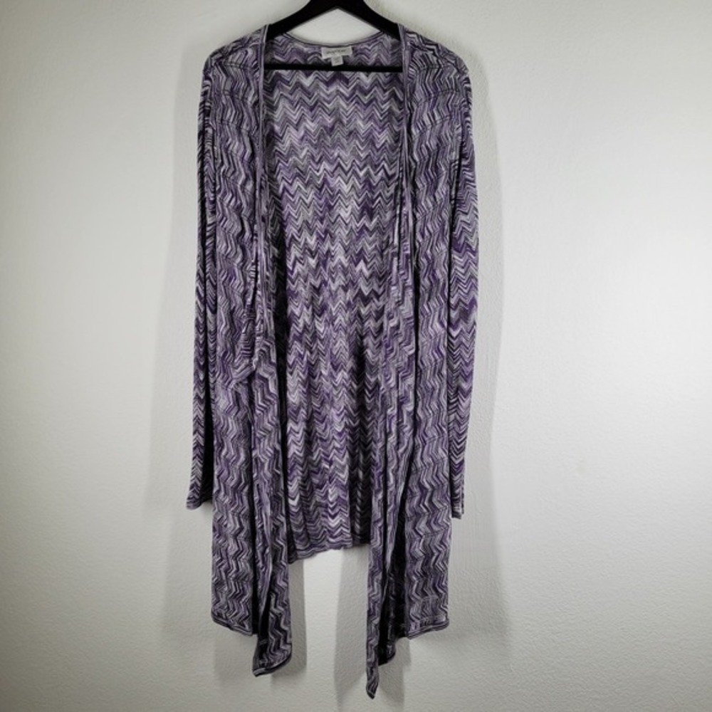 Avenue Open Front Cardigan Womens 18/20 Purple Chevron 36" longline - Picture 2 of 9